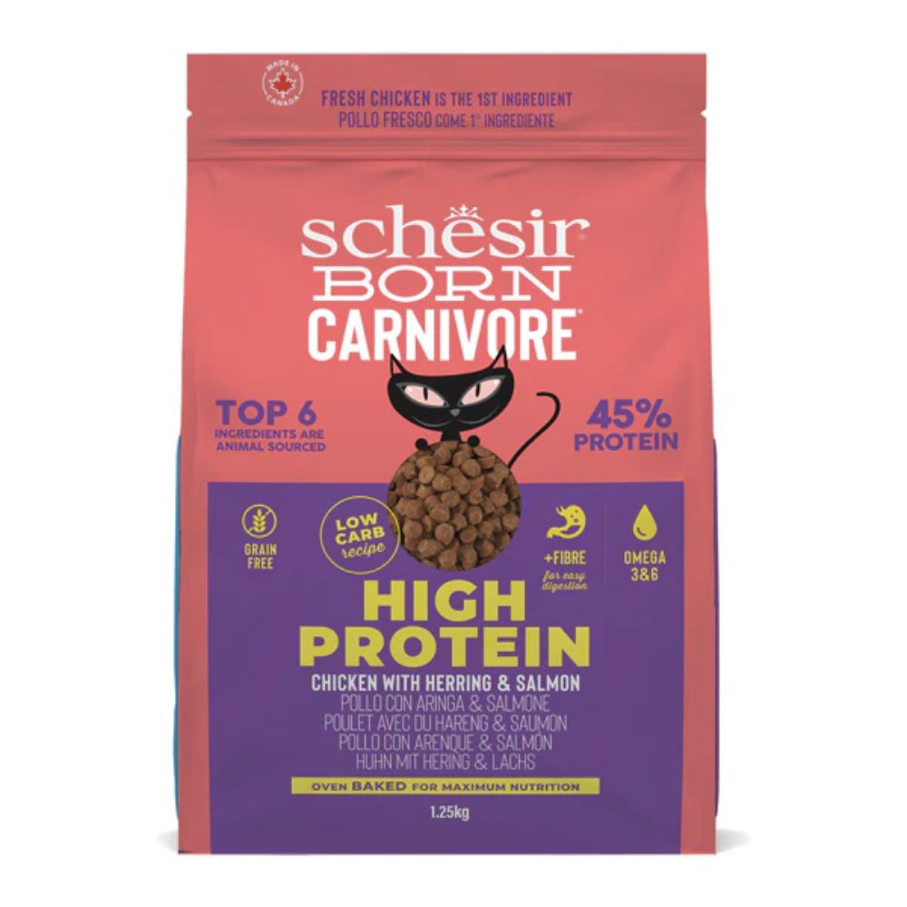 Schesir Born Carnivore Grain-Free High-Protein Dry Cat Food 1.25 kg – Chicken with Herring & Salmon