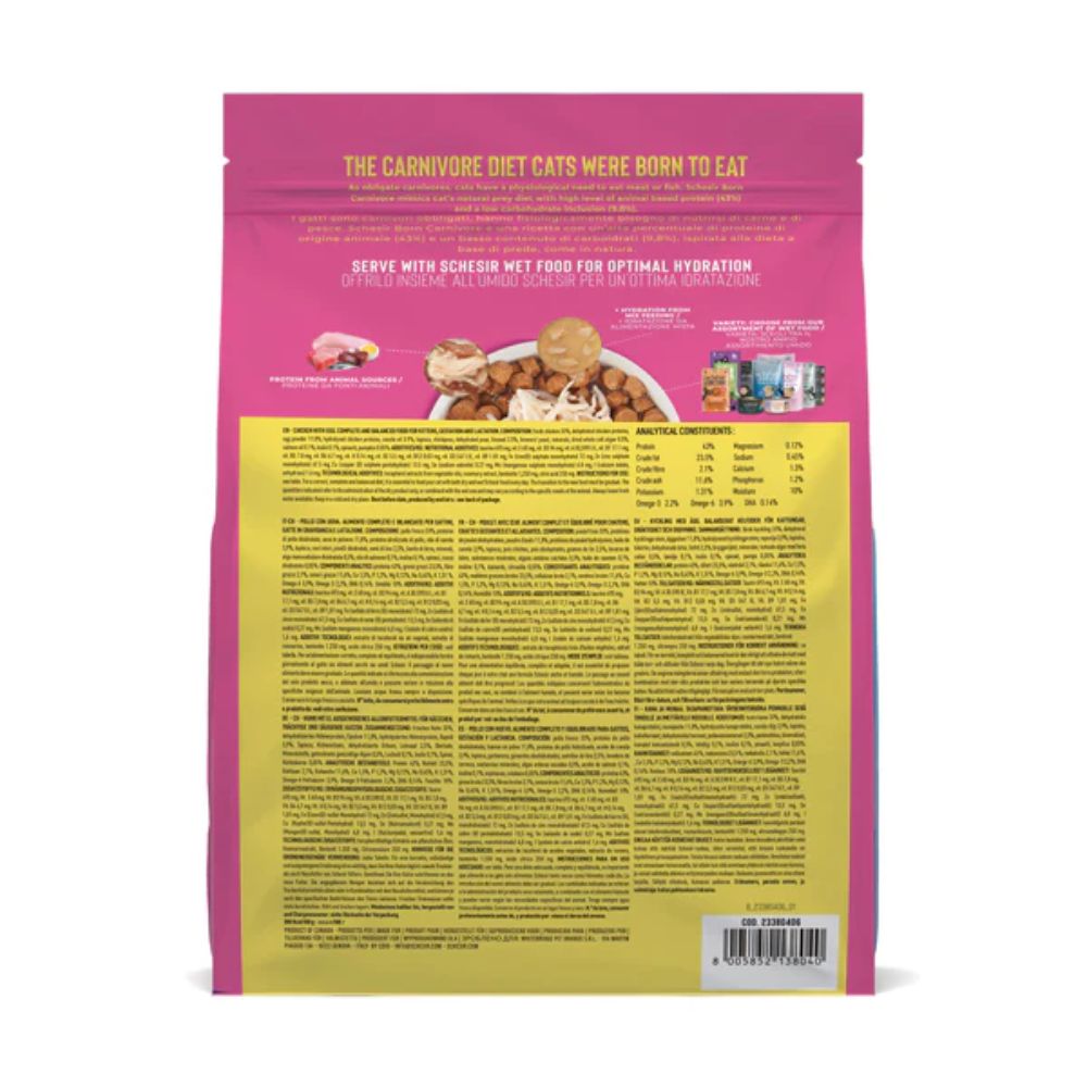Schesir Born Carnivore Grain-Free High-Protein Kitten Dry Food 255 g – Chicken & Egg, Oven-Baked
