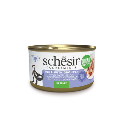 Schesir Cat Wet Food Tuna & Grouper 70g – 12 Pack, Complements in Jelly