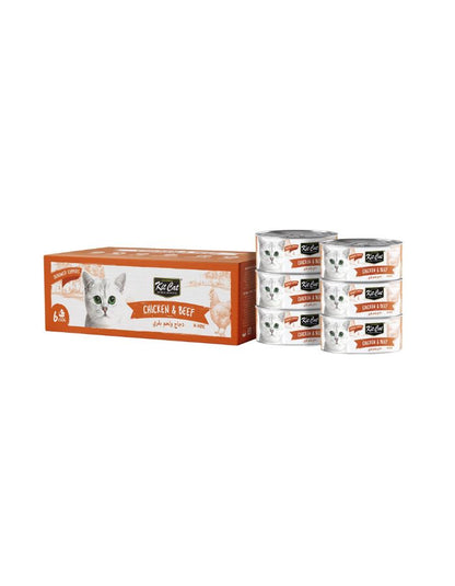 Kit Cat Deboned Chicken & Beef Toppers for Cats – 6x50g | Grain-Free, Natural Ingredients, High Protein
