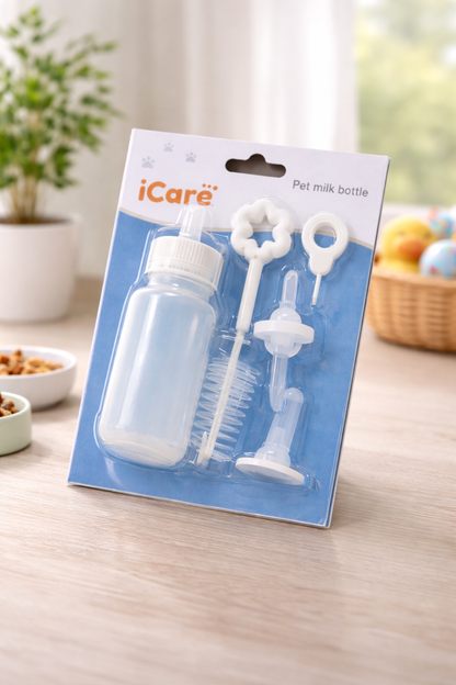 Pet Milk Feeding Bottle Set for Kittens & Cats | Nursing Bottle with Nipples & Cleaning Brush