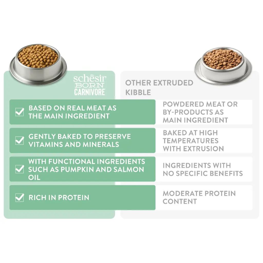 Schesir Born Carnivore Grain-Free High-Protein Dry Cat Food 255g – Chicken & Herring, Oven-Baked Formula