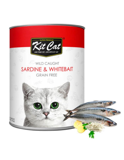Kit Cat Wild Sardine with Whitebait 400g | Healthy Wet Cat Food