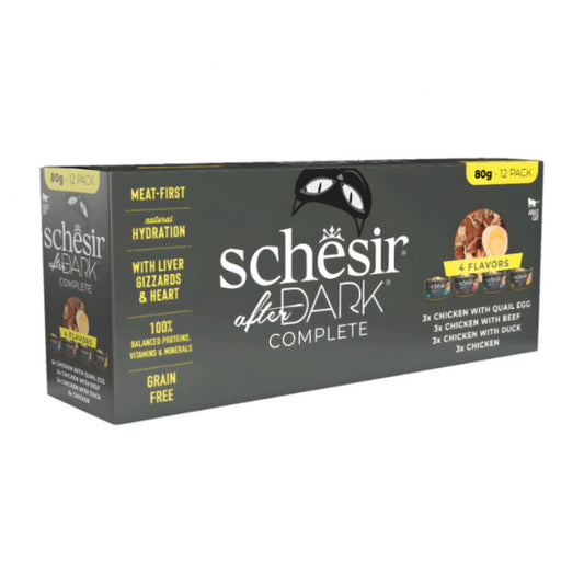 Schesir After Dark Wholefood in Broth Variety Pack 960g – 12 Cans