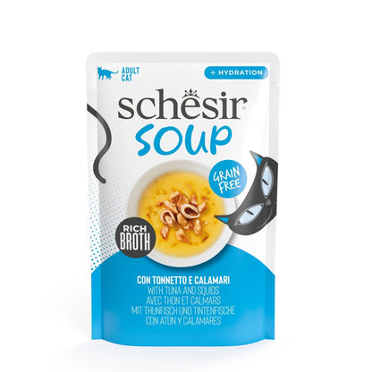Schesir Cat Soup Wet Food Tuna & Squid 40g – 12 Pack Pouches