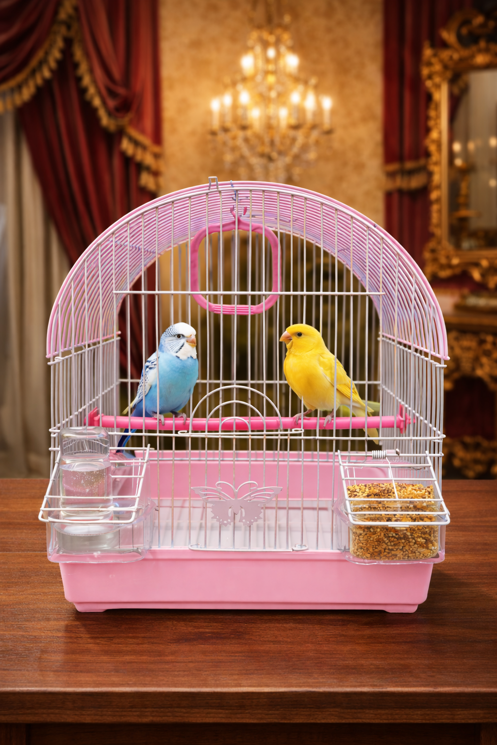 Metal Bird Cage 30×23×39 cm – Compact Rectangular Cage for Small Birds with Secure Design