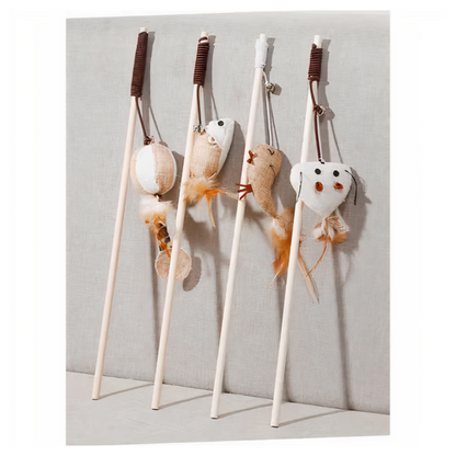 Interactive Cat Wand Set – Feathers & Fun for Active Playtime