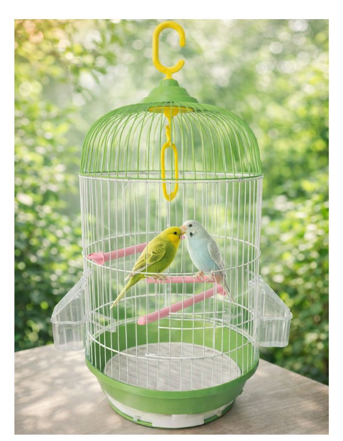 Metal Round Hanging Bird Cage with Perch & Feeders – 23 × 50 cm