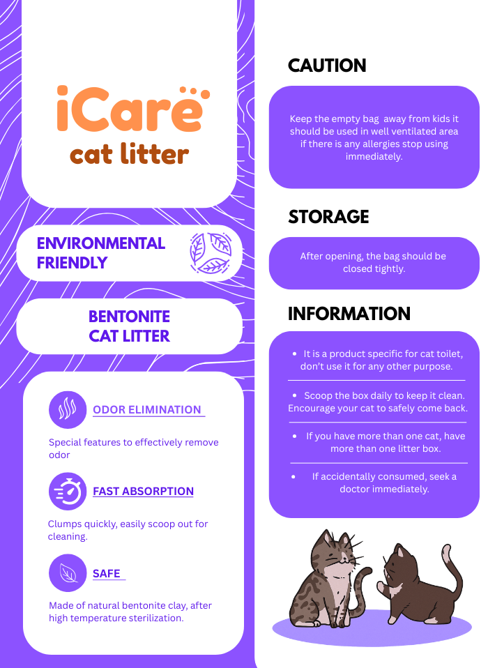 iCare Bentonite Cat Litter – Natural, Safe & Odor-Free [ Lavender ]